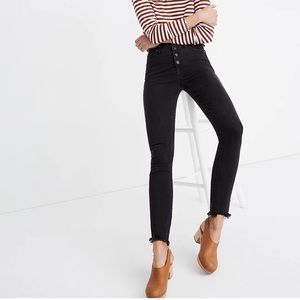 Madewell 10" High-Rise Skinny Jeans in Berkeley Black: Button-Through Edition